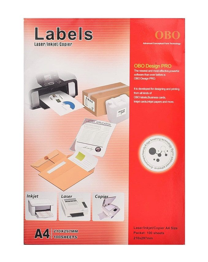 Самозалепващи етикети OBO Design PRO A4 100л.