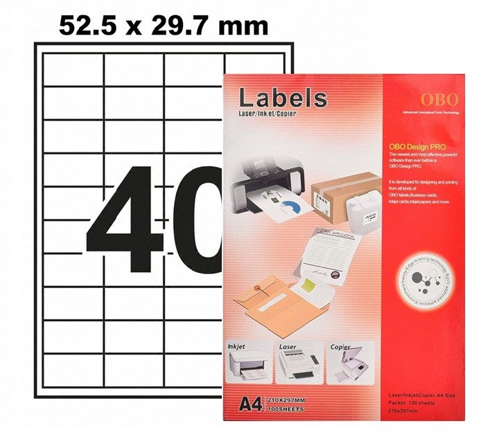 Самозалепващи етикети OBO Design PRO A4 100л. 52,5х29,7